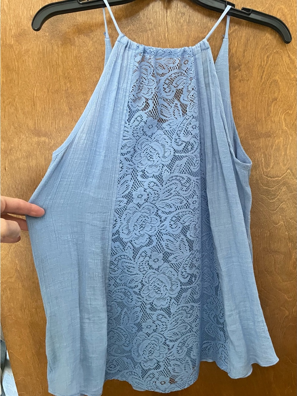 Iz Byer Light Blue Lace Halter Top